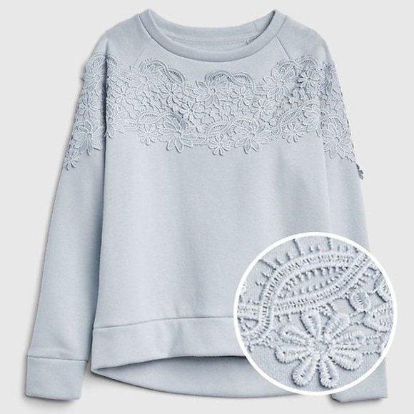 GAP Other - Gap Girls Lace Applique Sweatshirt In Fleece S